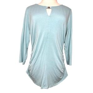 Vince Camuto Women's Top L Tunic 3/4 Sleeves Turquoise Blue Soft Knit #B02